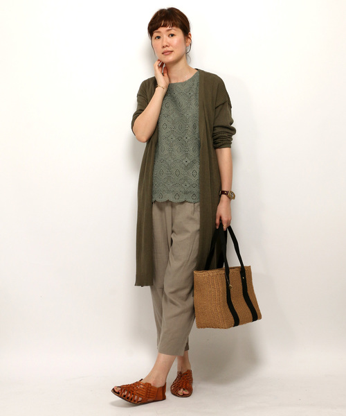 LBC（エルビーシー）の「コットン×レースノースリtee（タンクトップ・レディース・オフホワイト/オリーブ・LARGE/MEDIUM）」の11枚目の写真