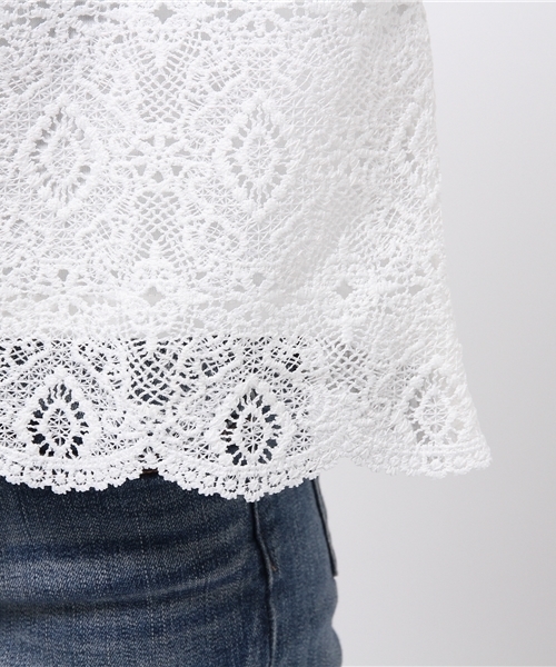 LBC（エルビーシー）の「コットン×レースノースリtee（タンクトップ・レディース・オフホワイト/オリーブ・LARGE/MEDIUM）」の5枚目の写真