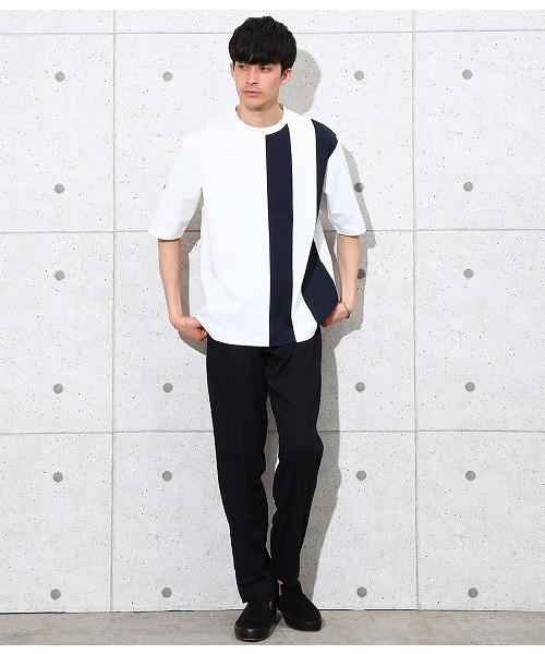 ADAM ET ROPE'（アダムエロペ）の「ポンチラインTシャツ（Tシャツ/カットソー・メンズ・ホワイト/ネイビー/オレンジ・L/M）」の4枚目の写真