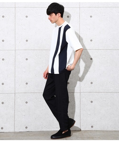 ADAM ET ROPE'（アダムエロペ）の「ポンチラインTシャツ（Tシャツ/カットソー・メンズ・ホワイト/ネイビー/オレンジ・L/M）」の5枚目の写真