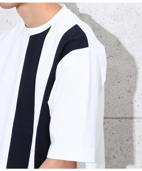 ADAM ET ROPE'（アダムエロペ）の「ポンチラインTシャツ（Tシャツ/カットソー・メンズ・ホワイト/ネイビー/オレンジ・L/M）」の9枚目の写真