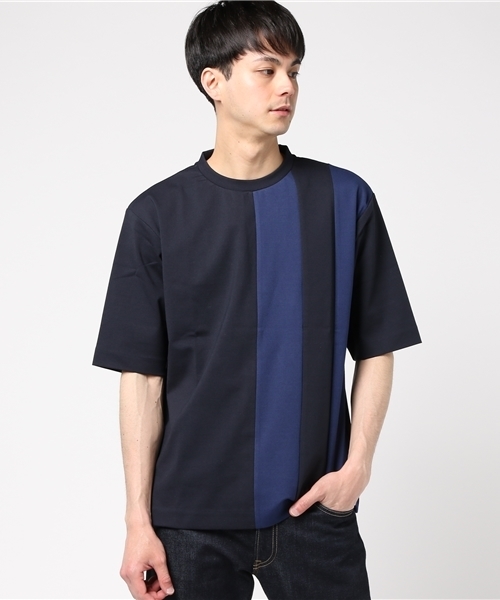 ADAM ET ROPE'（アダムエロペ）の「ポンチラインTシャツ（Tシャツ/カットソー・メンズ・ホワイト/ネイビー/オレンジ・L/M）」の2枚目の写真