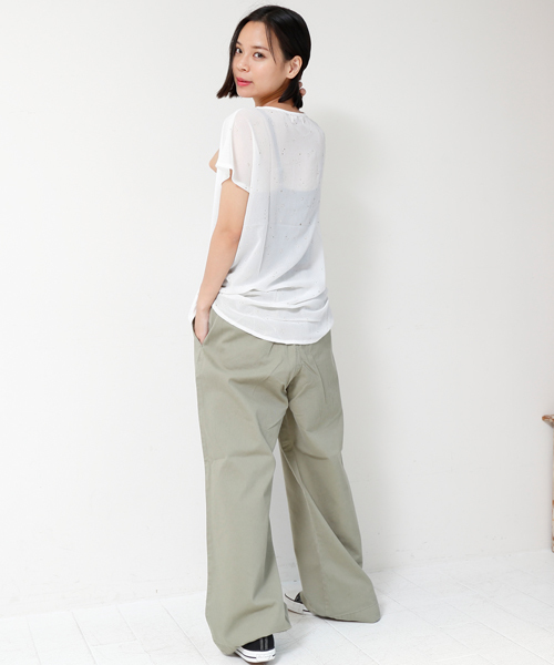 DOUBLE NAME（ダブルネーム）の「ピケワイドパンツ（その他パンツ・レディース・オフホワイト/カーキ/ベージュ/ネイビー・FREE）」の20枚目の写真