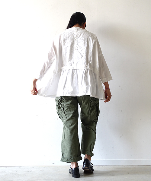 ichi(イチ)の「i c h i コットンタイプライター ブラウス(シャツ/ブラウス・レディース・グリーン/ホワイト/ネイビー・ONE SIZE)」の5枚目の写真