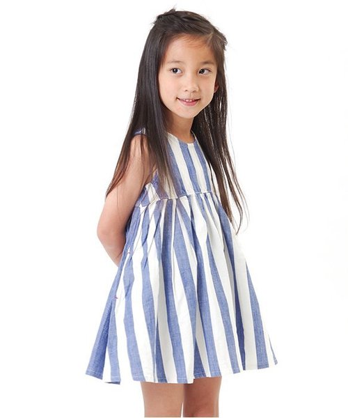 F.O.KIDS（エフオーキッズ）の「前後切り替えワンピース（ワンピース・キッズ・チェック/ストライプ/オレンジ・80/100/95/90/110/130/120/140）」の3枚目の写真