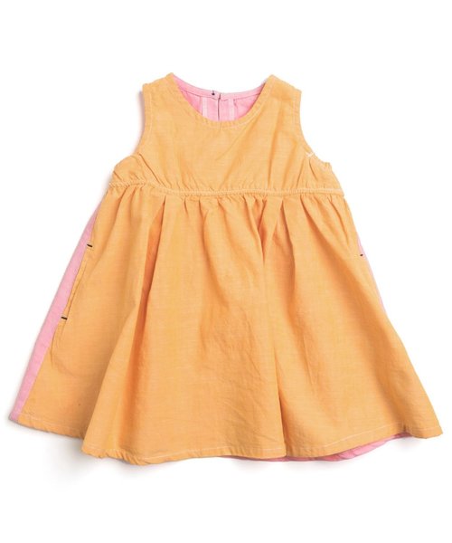 F.O.KIDS（エフオーキッズ）の「前後切り替えワンピース（ワンピース・キッズ・チェック/ストライプ/オレンジ・80/100/95/90/110/130/120/140）」の2枚目の写真
