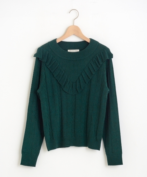 MAJESTIC LEGON(マジェスティックレゴン)の「【WEB限定価格】Vフリルニットプルオーバー(ニット/セーター・レディース・アイボリー/ネイビー/ボルドー/グリーン・MEDIUM)」の3枚目の写真