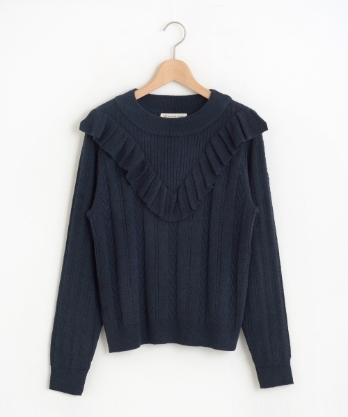 MAJESTIC LEGON(マジェスティックレゴン)の「【WEB限定価格】Vフリルニットプルオーバー(ニット/セーター・レディース・アイボリー/ネイビー/ボルドー/グリーン・MEDIUM)」の8枚目の写真