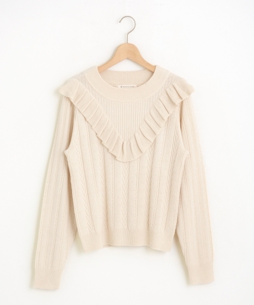 MAJESTIC LEGON(マジェスティックレゴン)の「【WEB限定価格】Vフリルニットプルオーバー(ニット/セーター・レディース・アイボリー/ネイビー/ボルドー/グリーン・MEDIUM)」の10枚目の写真