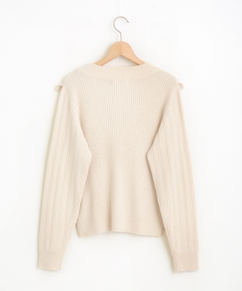 MAJESTIC LEGON(マジェスティックレゴン)の「【WEB限定価格】Vフリルニットプルオーバー(ニット/セーター・レディース・アイボリー/ネイビー/ボルドー/グリーン・MEDIUM)」の5枚目の写真