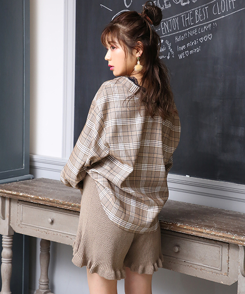 one after another NICE CLAUP（ワンアフターアナザーナイスクラップ）の「抜き衿チェックブラウス（シャツ/ブラウス・レディース・ブラウン/マスタード/ブラック系その他/ブラウン系その他・FREE）」の12枚目の写真