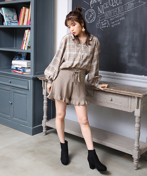 one after another NICE CLAUP（ワンアフターアナザーナイスクラップ）の「抜き衿チェックブラウス（シャツ/ブラウス・レディース・ブラウン/マスタード/ブラック系その他/ブラウン系その他・FREE）」の18枚目の写真