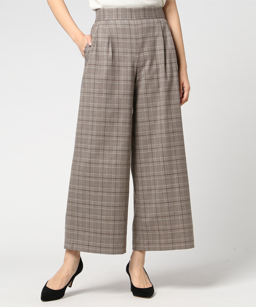 un dix cors(アンディコール)の「NEWツータックチェックワイドパンツ(その他パンツ・レディース・ブラック/ブラウン・38/36)」の1枚目の写真