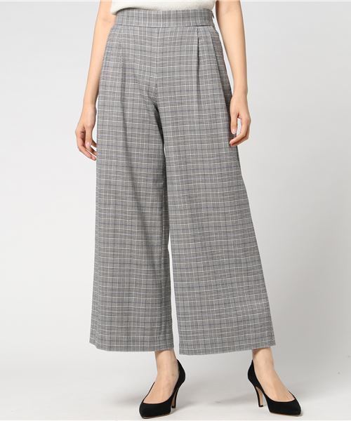 un dix cors(アンディコール)の「NEWツータックチェックワイドパンツ(その他パンツ・レディース・ブラック/ブラウン・38/36)」の2枚目の写真