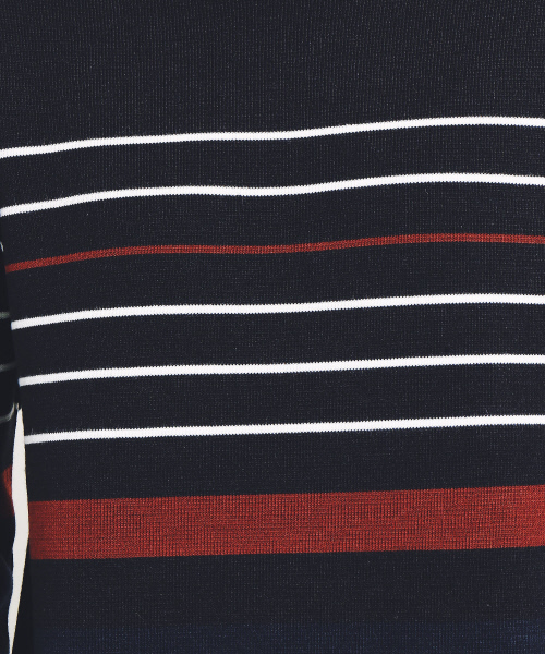 ABAHOUSE（アバハウス）の「パネルボーダー クルーネックプルオーバー（ニット/セーター・メンズ・ワイン/オフホワイト/ブラック・44/46/48）」の8枚目の写真