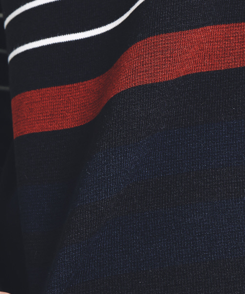 ABAHOUSE（アバハウス）の「パネルボーダー クルーネックプルオーバー（ニット/セーター・メンズ・ワイン/オフホワイト/ブラック・44/46/48）」の9枚目の写真