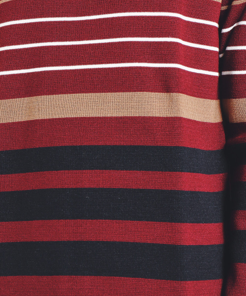 ABAHOUSE（アバハウス）の「パネルボーダー クルーネックプルオーバー（ニット/セーター・メンズ・ワイン/オフホワイト/ブラック・44/46/48）」の14枚目の写真