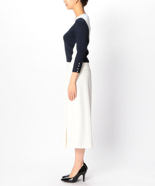 NARACAMICIE（ナラカミーチェ）の「ブロッキングインターシャプルオーバー長袖ニット（ニット/セーター・レディース・ベージュ/ブルー・LARGE/MEDIUM）」の14枚目の写真