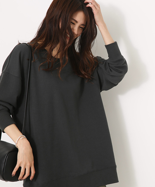 AZUL by moussy（アズールバイマウジー）の「C/N裏毛チュニック（Tシャツ/カットソー・レディース・ライトブラック/オフホワイト/ライトピンク・MEDIUM/SMALL）」の13枚目の写真