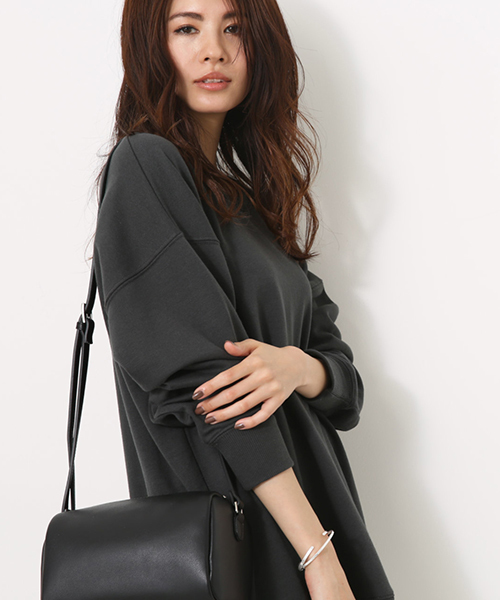 AZUL by moussy（アズールバイマウジー）の「C/N裏毛チュニック（Tシャツ/カットソー・レディース・ライトブラック/オフホワイト/ライトピンク・MEDIUM/SMALL）」の12枚目の写真