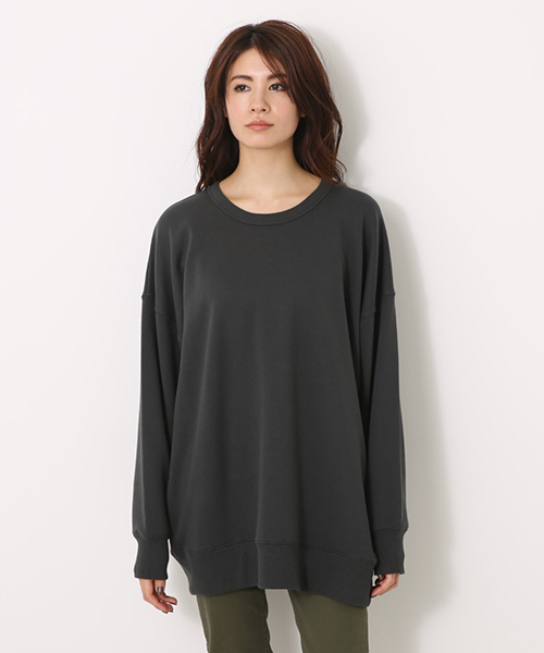 AZUL by moussy（アズールバイマウジー）の「C/N裏毛チュニック（Tシャツ/カットソー・レディース・ライトブラック/オフホワイト/ライトピンク・MEDIUM/SMALL）」の8枚目の写真