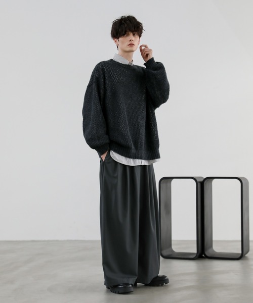 エクストラワイド ディープタックTRワイドパンツ（スラックス