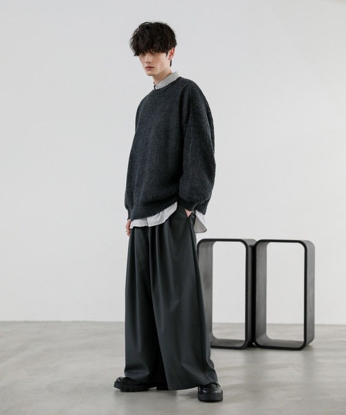 セール】エクストラワイド ディープタックTRワイドパンツ（スラックス