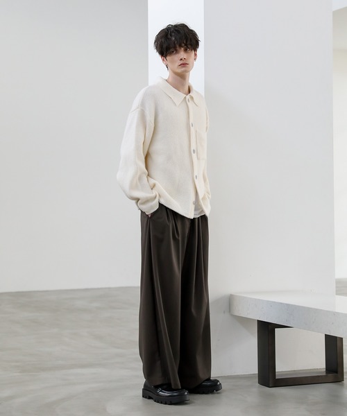 エクストラワイド ディープタックTRワイドパンツ（スラックス