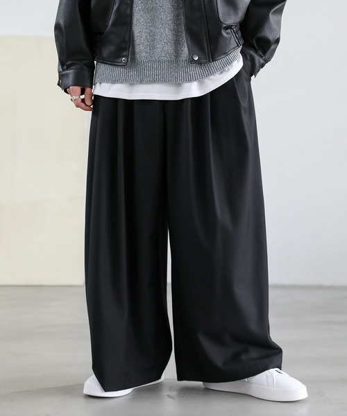 エクストラワイド ディープタックTRワイドパンツ（スラックス