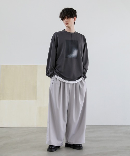 セール】エクストラワイド ディープタックTRワイドパンツ（スラックス