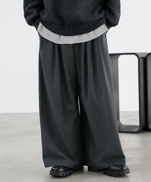 エクストラワイド ディープタックTRワイドパンツ（スラックス