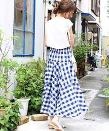 M y u | ZOZO限定★切替ギンガムチェックスカート(スカート)