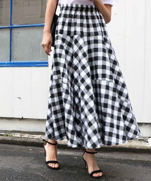 M y u（ミュー）の「ZOZO限定★切替ギンガムチェックスカート（スカート・レディース・ブラック系その他2/ブラック系その他/ブルー系その他2/ブルー系その他・FREE）」の9枚目の写真