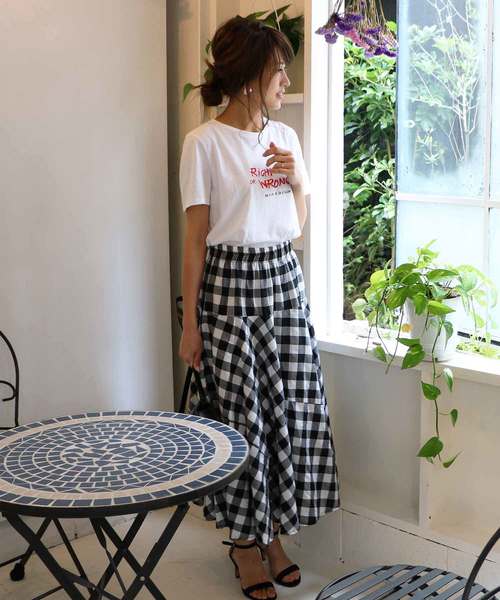 M y u（ミュー）の「ZOZO限定★切替ギンガムチェックスカート（スカート・レディース・ブラック系その他2/ブラック系その他/ブルー系その他2/ブルー系その他・FREE）」の17枚目の写真