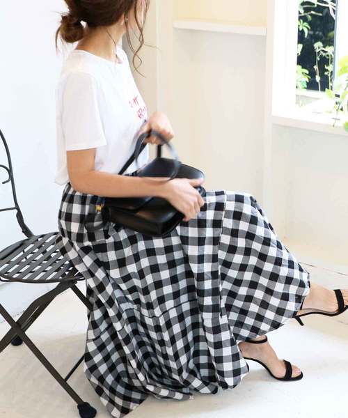 M y u（ミュー）の「ZOZO限定★切替ギンガムチェックスカート（スカート・レディース・ブラック系その他2/ブラック系その他/ブルー系その他2/ブルー系その他・FREE）」の19枚目の写真