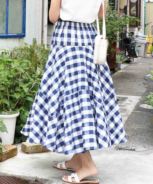 M y u（ミュー）の「ZOZO限定★切替ギンガムチェックスカート（スカート・レディース・ブラック系その他2/ブラック系その他/ブルー系その他2/ブルー系その他・FREE）」の10枚目の写真