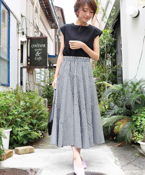 M y u（ミュー）の「ZOZO限定★切替ギンガムチェックスカート（スカート・レディース・ブラック系その他2/ブラック系その他/ブルー系その他2/ブルー系その他・FREE）」の21枚目の写真