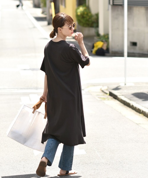 coca（coca）（コカ）の「選べるカラバリ！胸ポケット付きカットソーワンピース（ワンピース・レディース・ホワイト/チャコール/パープル/レッド・ONE SIZE）」の11枚目の写真