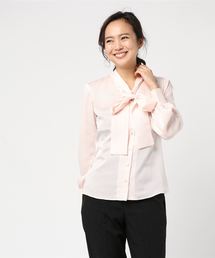 NARACAMICIE | サテンストライプボウタイ長袖ブラウス(シャツ/ブラウス)