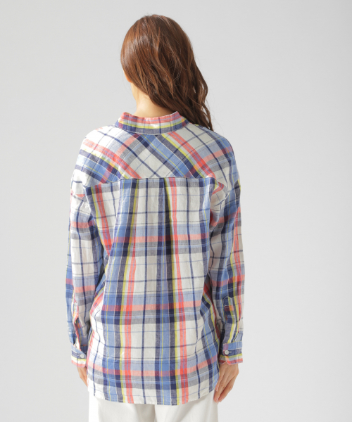 BAYFLOW(ベイフロー)の「リネンチェックシャツ(シャツ/ブラウス・レディース・ホワイト/グリーン/ブルー/ピンク・SMALL/MEDIUM)」の18枚目の写真