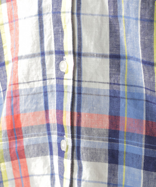 BAYFLOW(ベイフロー)の「リネンチェックシャツ(シャツ/ブラウス・レディース・ホワイト/グリーン/ブルー/ピンク・SMALL/MEDIUM)」の13枚目の写真