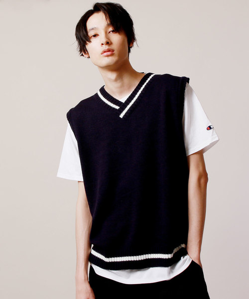 ASTRONOMY（アストロノミー）の「チルデンビッグシルエットニットベスト（ベスト・メンズ・ホワイト/ブラック/グレー/ブラウン/ベージュ/グリーン/ミント/ライトブルー/パープル/イエロー/ピンク/レッド/オレンジ/ネイビー・FREE）」の10枚目の写真