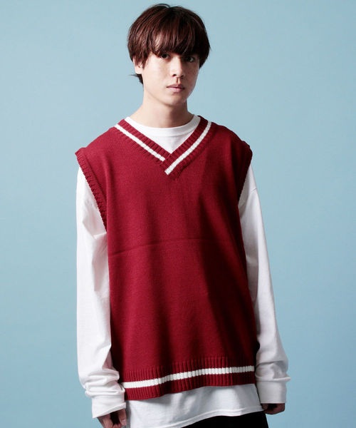 ASTRONOMY（アストロノミー）の「チルデンビッグシルエットニットベスト（ベスト・メンズ・ホワイト/ブラック/グレー/ブラウン/ベージュ/グリーン/ミント/ライトブルー/パープル/イエロー/ピンク/レッド/オレンジ/ネイビー・FREE）」の14枚目の写真