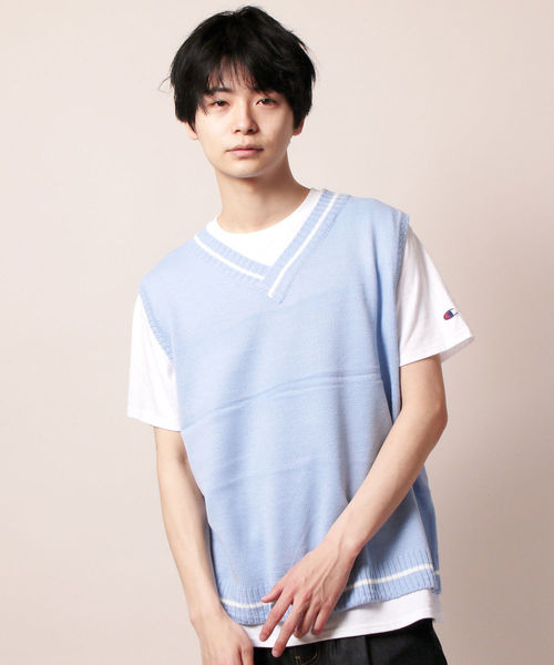 ASTRONOMY（アストロノミー）の「チルデンビッグシルエットニットベスト（ベスト・メンズ・ホワイト/ブラック/グレー/ブラウン/ベージュ/グリーン/ミント/ライトブルー/パープル/イエロー/ピンク/レッド/オレンジ/ネイビー・FREE）」の9枚目の写真