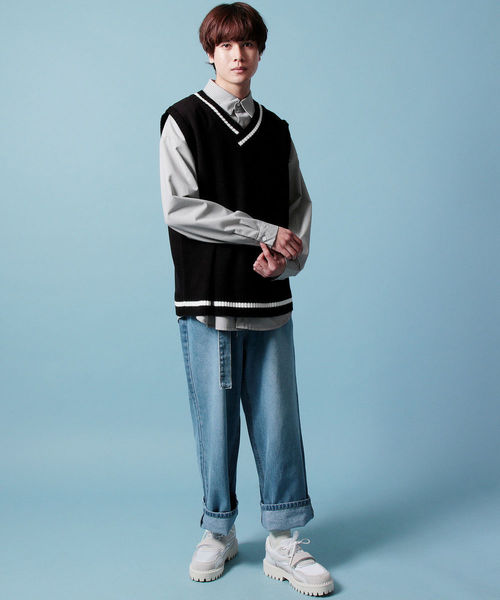 ASTRONOMY（アストロノミー）の「チルデンビッグシルエットニットベスト（ベスト・メンズ・ホワイト/ブラック/グレー/ブラウン/ベージュ/グリーン/ミント/ライトブルー/パープル/イエロー/ピンク/レッド/オレンジ/ネイビー・FREE）」の18枚目の写真