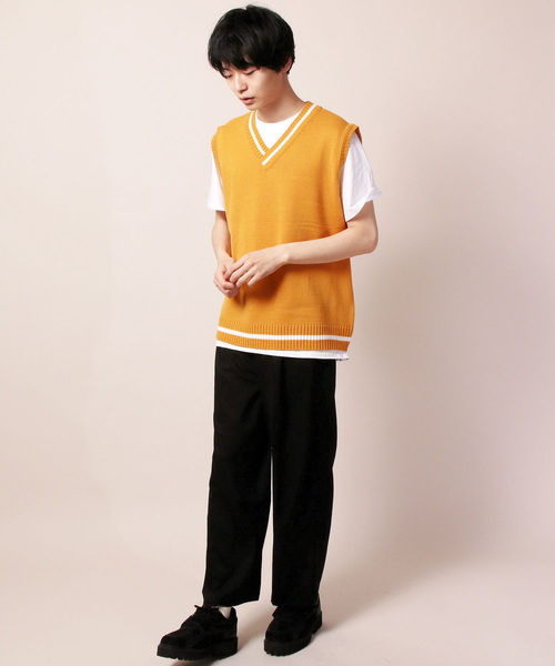 ASTRONOMY（アストロノミー）の「チルデンビッグシルエットニットベスト（ベスト・メンズ・ホワイト/ブラック/グレー/ブラウン/ベージュ/グリーン/ミント/ライトブルー/パープル/イエロー/ピンク/レッド/オレンジ/ネイビー・FREE）」の19枚目の写真