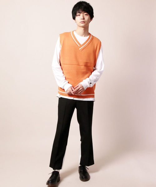 ASTRONOMY（アストロノミー）の「チルデンビッグシルエットニットベスト（ベスト・メンズ・ホワイト/ブラック/グレー/ブラウン/ベージュ/グリーン/ミント/ライトブルー/パープル/イエロー/ピンク/レッド/オレンジ/ネイビー・FREE）」の16枚目の写真