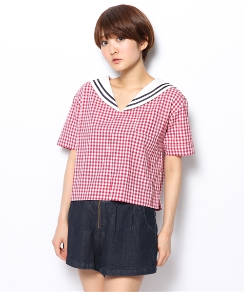 WEGO(ウィゴー)の「WEGO/セーラーシャツ(シャツ/ブラウス・レディース・オフホワイト/ブラック/ネイビー/レッド/ホワイト・FREE)」の5枚目の写真