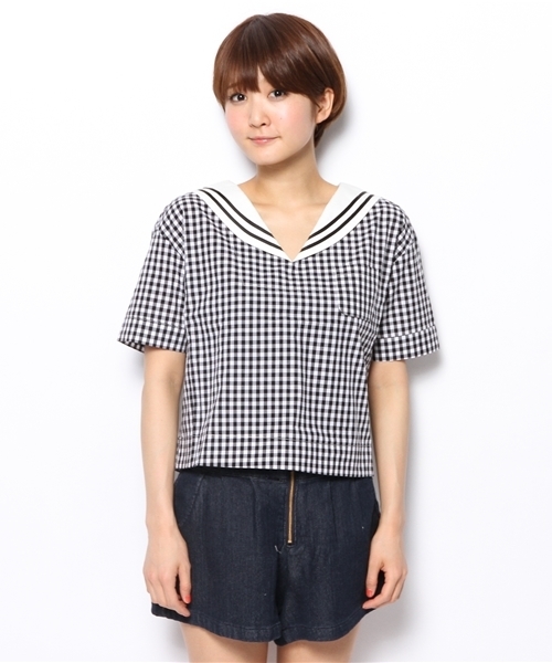 WEGO(ウィゴー)の「WEGO/セーラーシャツ(シャツ/ブラウス・レディース・オフホワイト/ブラック/ネイビー/レッド/ホワイト・FREE)」の8枚目の写真