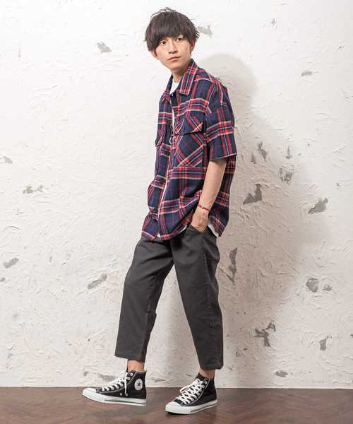MinoriTY(マイノリティ)の「ポケット付きビッグチェックシャツ(シャツ/ブラウス・メンズ・ネイビー/レッド・M/L)」の3枚目の写真